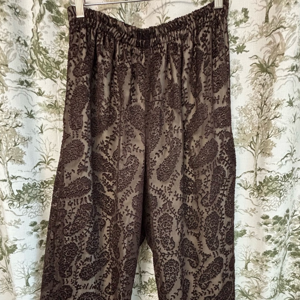 Elegant Brown Paisley Women's Pants